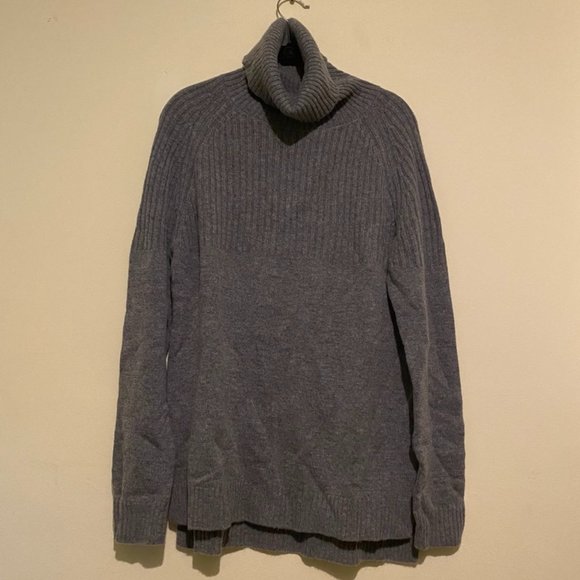 Pura Cashmere Stone Grey Turtleneck Sweater Size Medium NWT - Picture 1 of 9